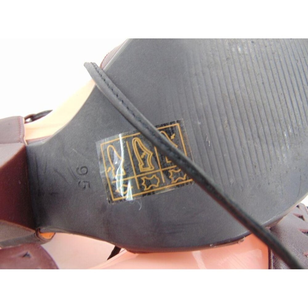 Anthropologie Faryl Robin Caley Lace Up Ankle Tie Heels 9.5 Chunky Heel Laser - Picture 10 of 13